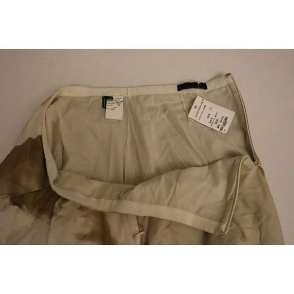 Jil Sander Women Sz 42/US 10 Beige Ivory Brown Back Zip Mid-Length Pleated Skirt - Picture 10 of 11